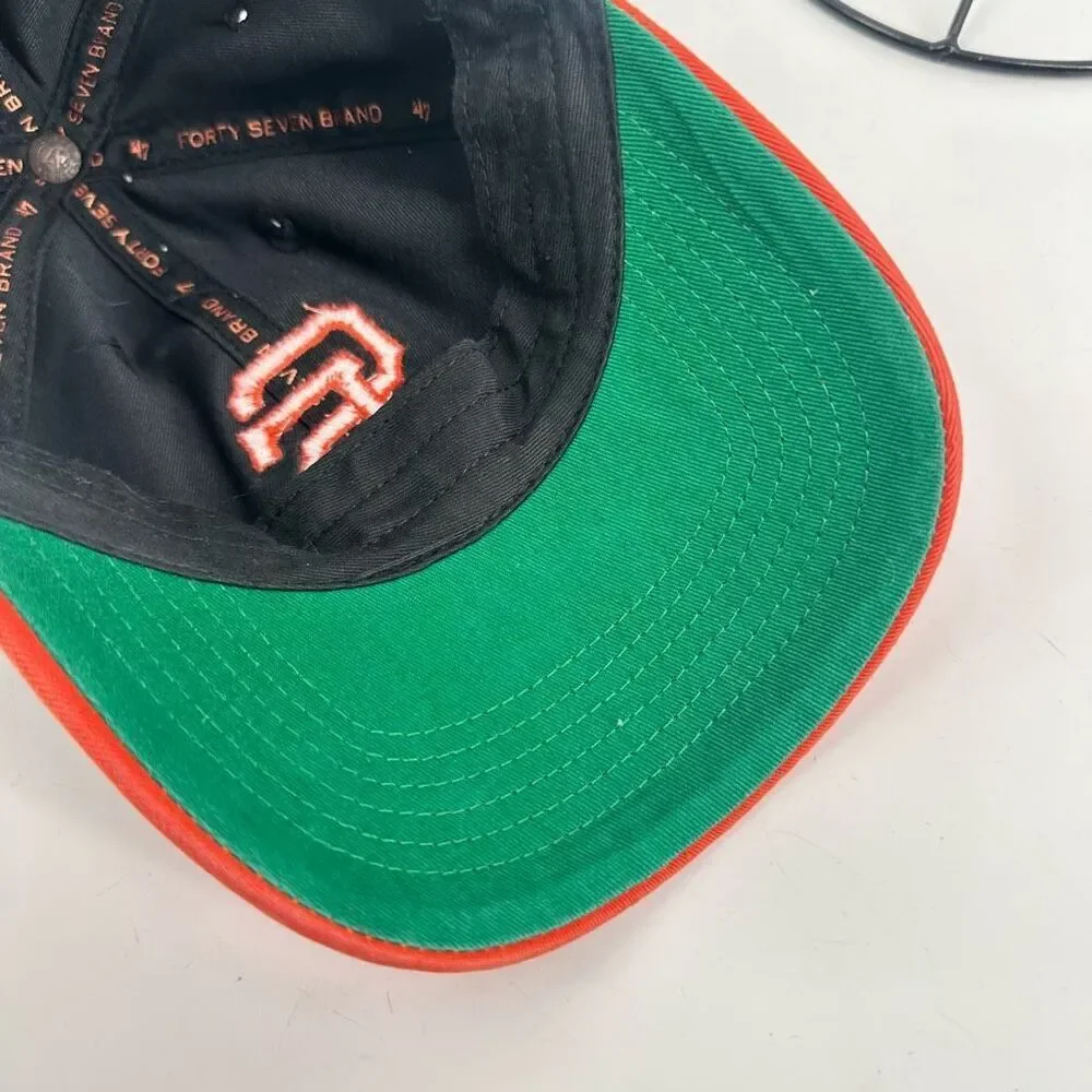 47 Brand San Francisco Giants Fitted Hat MLB Away Cap‎ Orange Brim Medium